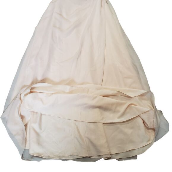 Jordan Peach Blush Pleated Strapless Chiffon Gown Sz 12 - Picture 10 of 16